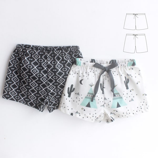 PERKY Shorts for Babies and Children Pdf sewing pattern/ UNISEX Boy and Girl / Woven and Jersey / Toddler newborn up to 10 years