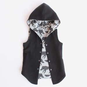 Big Bad WOLF Vest Boy Girl Vest pattern Pdf sewing, Long Vest, Fully lined REVERSIBLE Vest, Children Toddler Vest newborn - 10 yrs