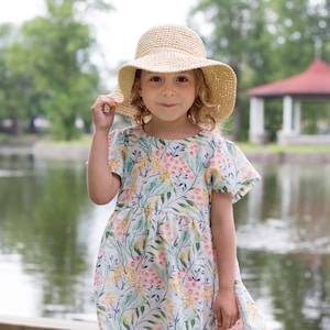 GINKGO Girl Dress sewing pattern Pdf, Woven, newborn up to 10 years