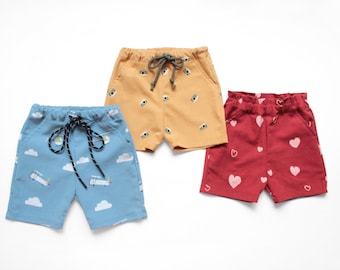 HELLO Shorts for Babies and Children Pdf sewing pattern/ UNISEX Boy and Girl / Woven and Jersey / Toddler newborn up to 10 years