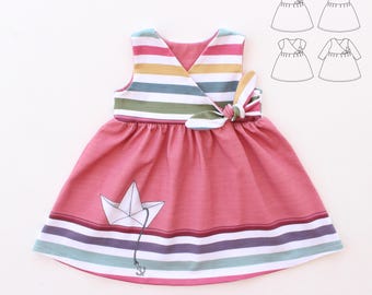 Girl Dress sewing pattern Pdf, GONDOLA, Baby girl dress pattern, Toddler Dress pattern, Long and Short Sleeve, Knit, newborn up to 10 years
