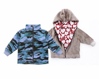 UPBEAT Jacket Children sewing pattern Pdf | Hood and Collar | Woven and Knit fabrics | newborn - 10 years