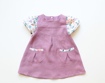 Patrón de costura vestido niña AMELIE Pdf, Tejido, recién nacida hasta 10 años, Les Parisiennes