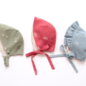 QUICK QUACK Baby Bonnet Children Bonnet sewing pattern Pdf, REVERSIBLE, preemie-6Y, Woven and Knit