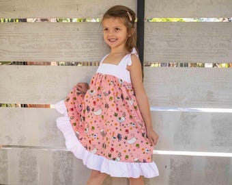 CAMILLE Girl Dress Pinafore sewing pattern Pdf, Woven, newborn up to 10 years, Les Parisiennes