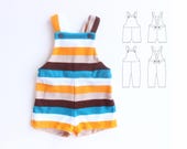 FRUITY FUN Boy Girl Romper pattern Pdf sewing, EASY Jersey Knit Romper, Baby Boy and Baby Girl Romper Dungaree, toddler newborn to 6 yrs