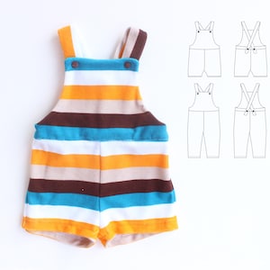 FRUITY FUN Boy Girl Romper pattern Pdf sewing, EASY Jersey Knit Romper, Baby Boy and Baby Girl Romper Dungaree, toddler newborn to 6 yrs