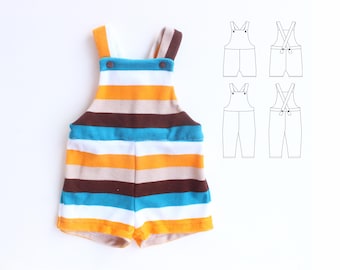 FRUITY FUN Boy Girl Romper pattern Pdf sewing, EASY Jersey Knit Romper, Baby Boy and Baby Girl Romper Dungaree, toddler newborn to 6 yrs