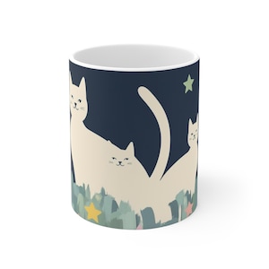 Cat Constellations Ceramic Mug, Celestial Coffee Cup, Astronomy Tea Mug, Galaxy Cat Drinkware, Starry Cat Lover Gift, Cat in the Stars Cup