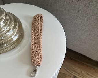 Portachiavi da polso / Portachiavi all'uncinetto fatto a mano / Portachiavi neutro boho