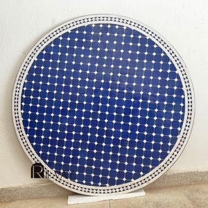 Handmade Moroccan Zellige Mosaic Table – Round Yellow Brown Tile Table with Wrought Iron Base for Outdoor Patio or Garden Decor