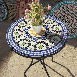 Mosaic Side, coffee, dinning Table for Outdoors – Beautiful Ceramic Tile Design for Your Garden, Patio, or Balcony