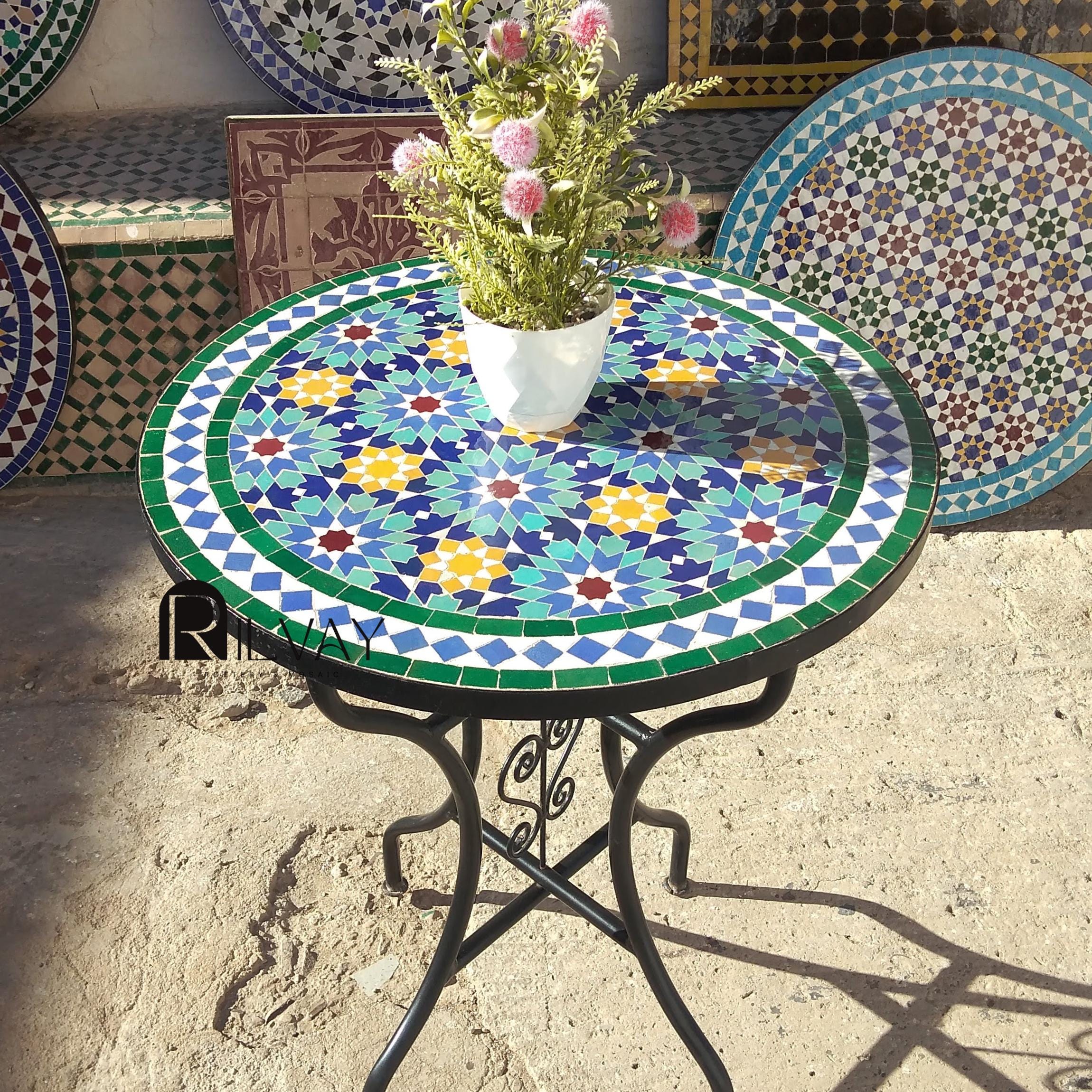 Mosaic Round Tables With Umbrella Hole