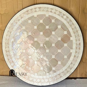 Moroccan Zellige Mosaic Table | Round Outdoor Dining Table | Handmade Tile Patio Furniture | Custom Garden Bistro Table