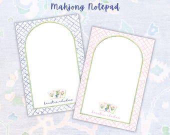 Mahjong Notepad | Personalized Mahjong Memo Pad |4x6 or 5x7 | Custom Stationery | Mahjong Lover Gift | Grandmillennial Desk Pad