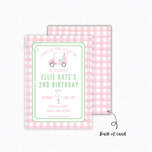 Preppy Golf Birthday Invitation | Golf Birthday Party |  Par TEE Invite | FORE invite | Watercolor Golf Invitation | Girl Golf Birthday|Pink