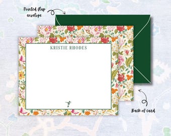 Personalized Botanical Stationery Set | Custom Flat Note Cards | Floral Stationery | Garden Note Cards | Luxury Gift for Her