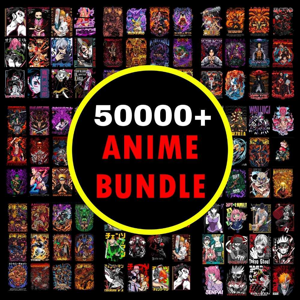 50,000+ Anime Design Bundle High Quality Transparent BG, Print on Demand Designs, T-Shirt Hoddies Clothes Anime PNG, Big Png Pack
