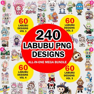240 Labubu Clipart Mega Bundel, Labubu PNG Bundel, labubu digitaal, Labubu Bundel PNG, 240 Cute Cartoon Digitale Download, La bubu PNG