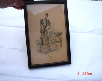 Framed French Victorian Lady Picture Print - Lovely