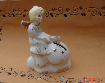 Antique Yona Original Porcelain Angel Penny Bank 1956 - Rare