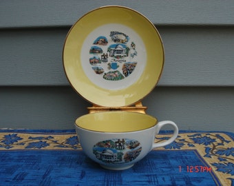 Vintage Collectible Ceramic Souvenir Arizona Cup and Saucer  -Very Nice