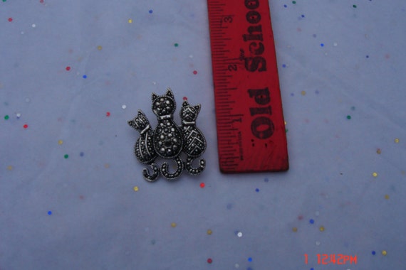 Vintage Silver/Gold Tone Metal Cat Pins/Brooches … - image 4