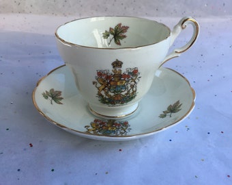 Vintage Regency Bone China Quebec Canada Cup and Saucer - Lovely