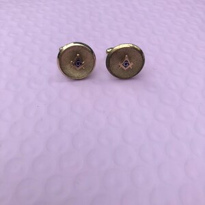 Vintage Anson Round Gold-tone Masonic Cufflinks - Old School Free Masons Cufflinks
