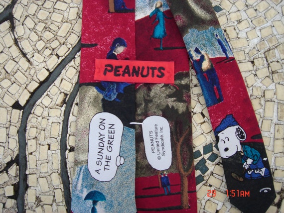 Vintage Golf Playing Snoopy Peanuts Silk Necktie … - image 4