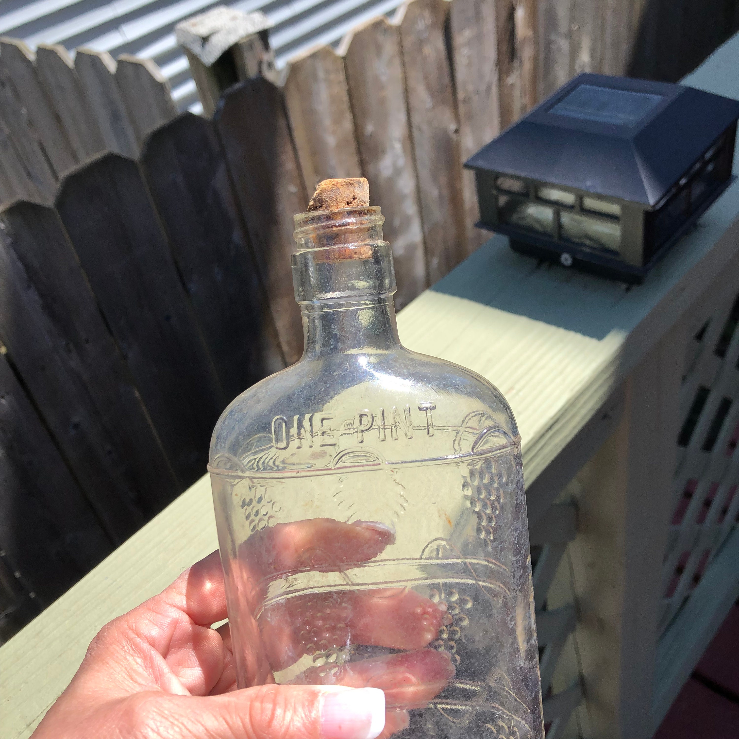 Vintage Glass One Pint Embossed Wine Bottle - Etsy