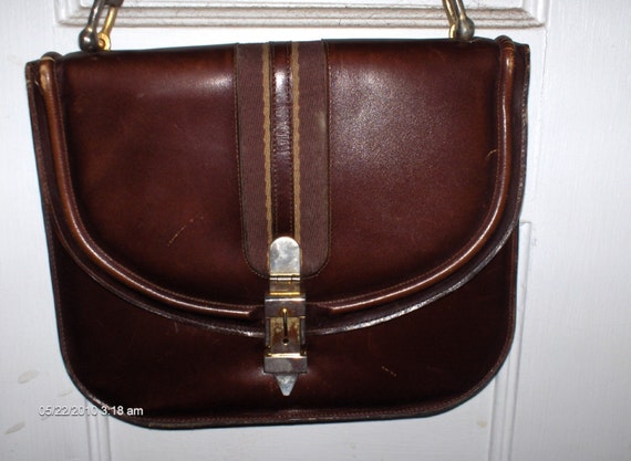 Vintage  Saks Fifth Ave. Leather Hand Bag - Argen… - image 1