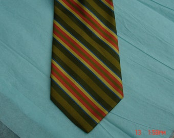 Vintage Sears Tri-Lobal Polyester Striped Necktie - Retro Cool