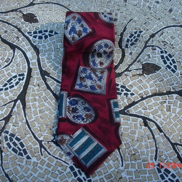 Vintage Don Loper of Beverly Hills Abstract Silk Necktie - Hipster Chic