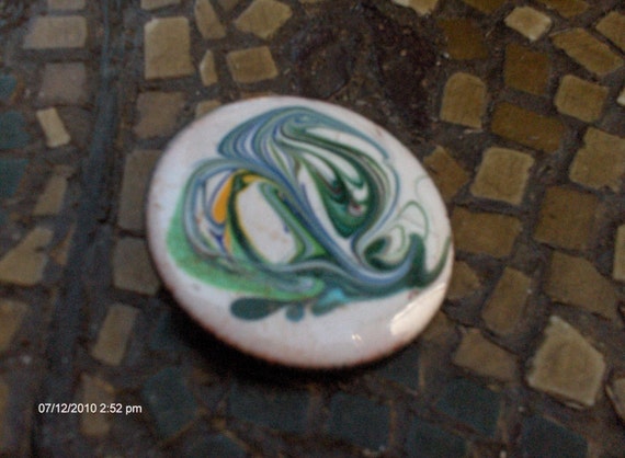 1970s Copper Enamel Brooch/Pin - image 3