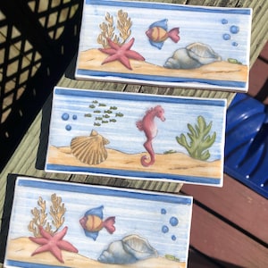 Vintage Sea Creatures Ceramic Tiles (3) - Cobsa - Made in Spain
