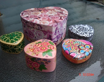 Vintage Instant Collection of Heart/Valentine Shaped Boxes - Sweet