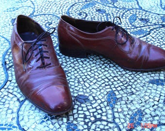 Vintage Men's Florsheim Brown Leather Lace Up Oxford Shoes - Hipster Cool