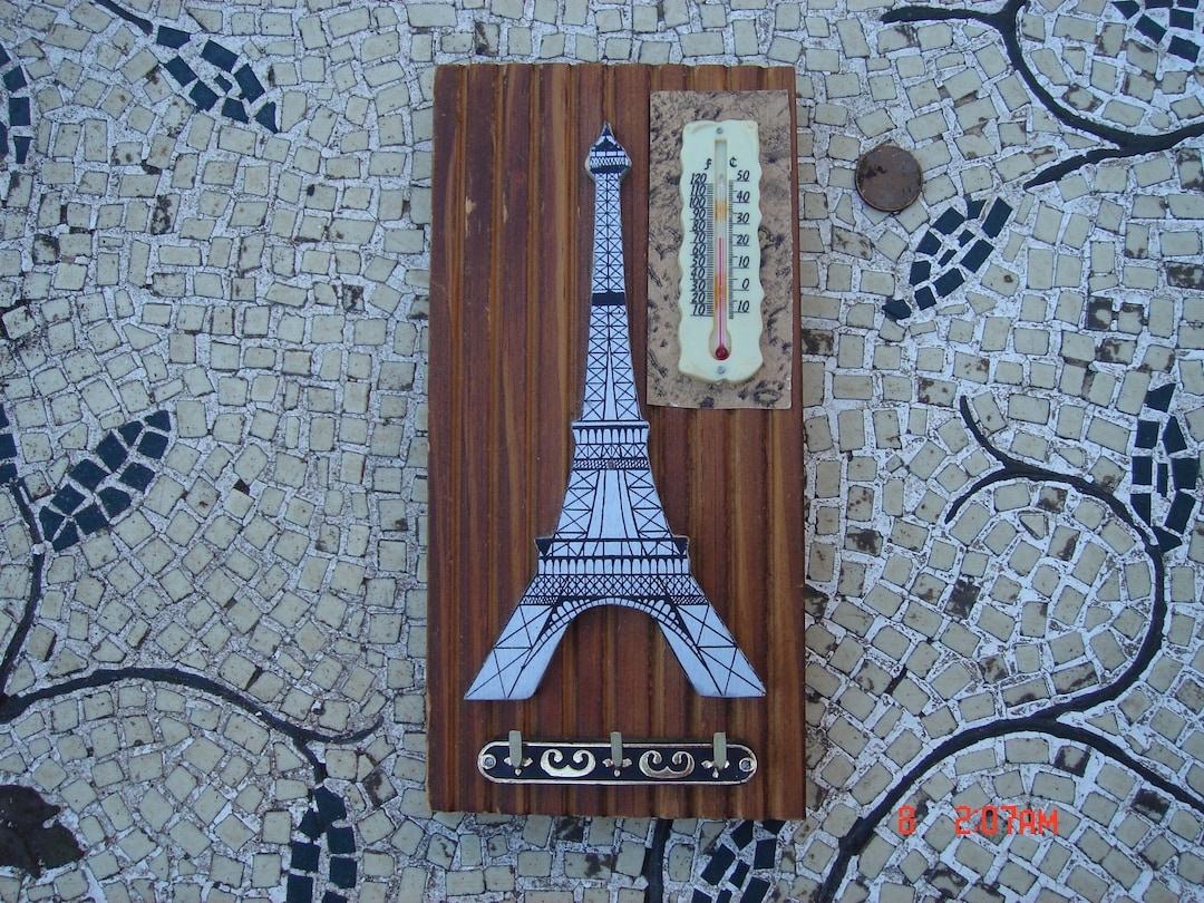 Vintage Eiffel Tower Decor Key Holder and Thermometer Rack - Etsy