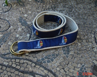 Canvas Belt with Sail Boats with Double D Loops - Like New