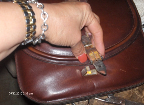 Vintage  Saks Fifth Ave. Leather Hand Bag - Argen… - image 3