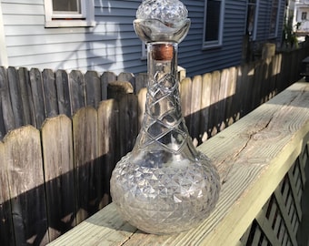 Vintage Glass Liquor/Genie Bottle with Matching Stopper - Fabulous