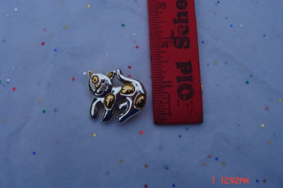 Vintage Silver/Gold Tone Metal Cat Pins/Brooches … - image 5