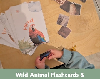 Bijpassende kaarten textuur wilde dieren: Montessori-huisschoolactiviteit (pdf)