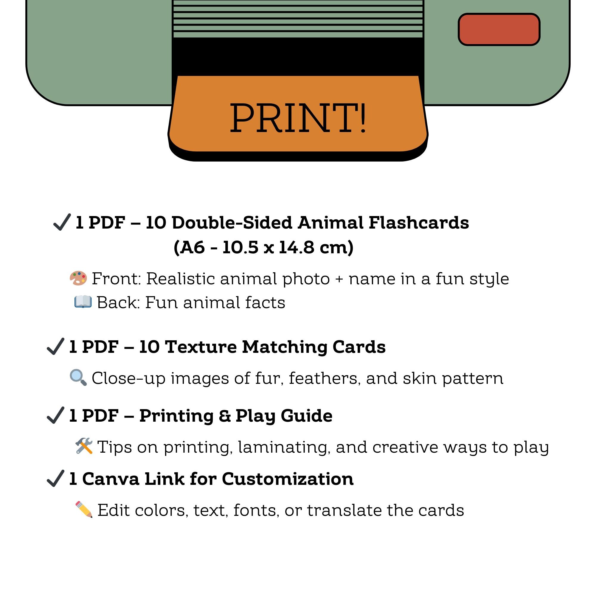 Wild Animals Texture Matching Cards: Montessori Homeschool Activity ...