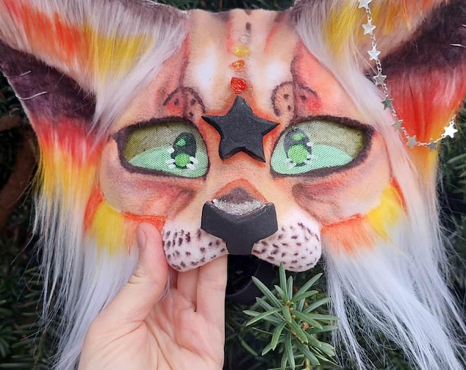 Firestar Warrior Cats Mask, Realistic Faux Fur Cosplay, Large Ears ...