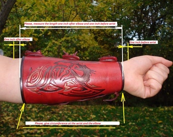 Archery Leather Arm Guard, Hand Tooled