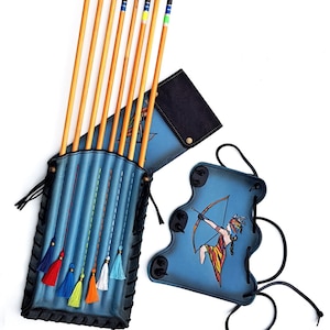 Horseback Archery Leather Quiver &quot;Loagan&quot; With An Arm Guard