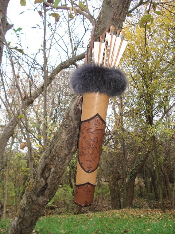 Broadhead Arrows Quiver Tooled Leather Etsy