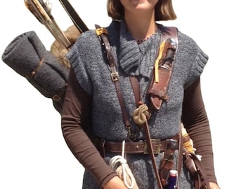 Leather Back Quiver, Carquois, Köcher; Archery All-in-one Carry